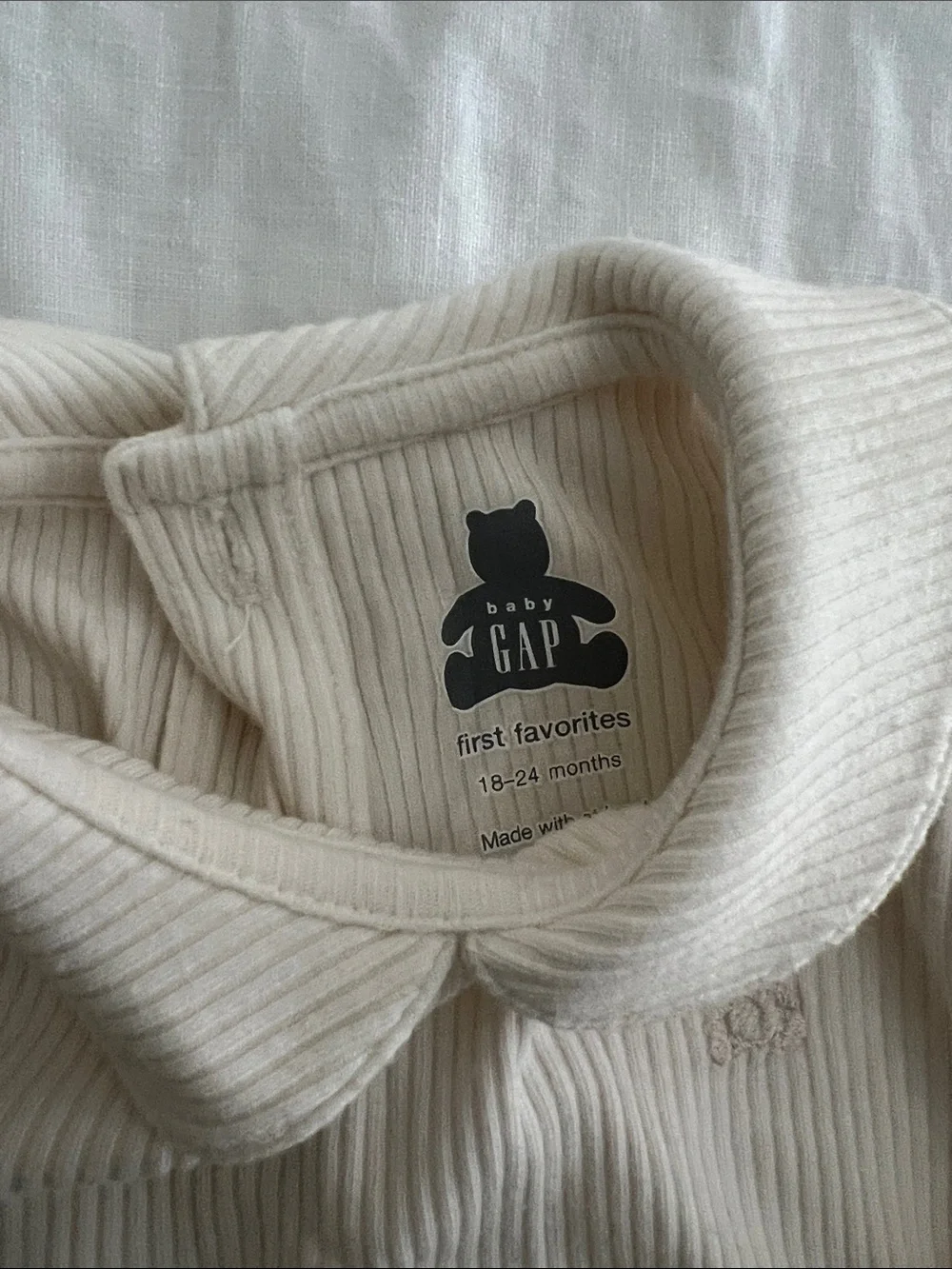 GAP Classic Ribbed Peter Pan One-Piece in Cream